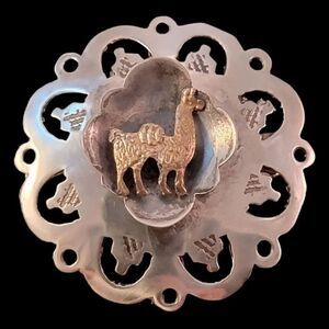 Vintage Peruvian 18k Gold Sterling Silver Llama / Alpaca Pendant Brooch Pin